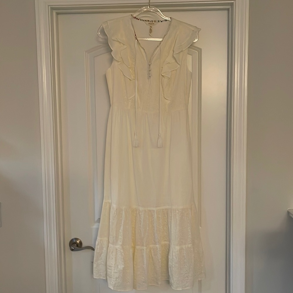 Matilda Jane Joanna Gaines cream cottagecore ruffle tiered eyelet midi dress M